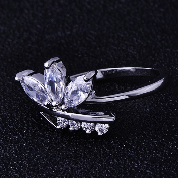 18K Vitguld Guldfyllda Guld Filled gulddoublé Ring CZ - 2