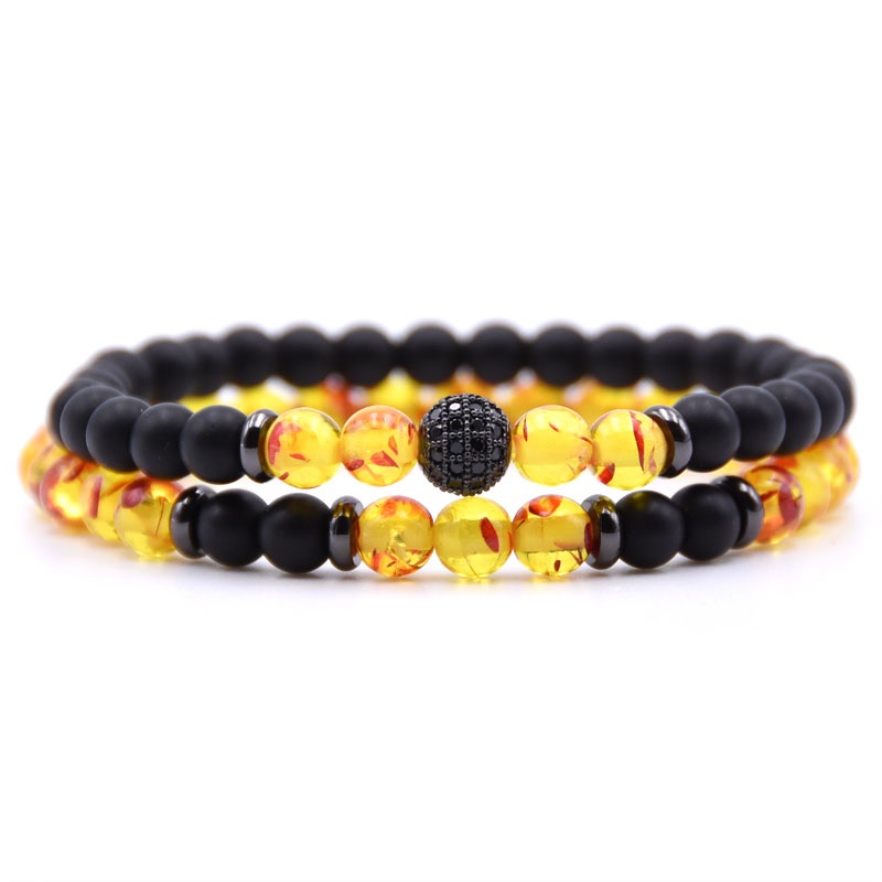 2 st / set naturliga stenar armband 