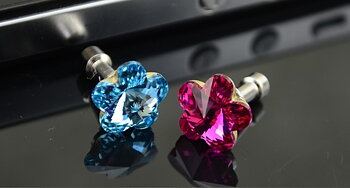 Anti dammskyddad pluggar till iPhone 5 4s blomma strass stendamm plugg 3,5 mm