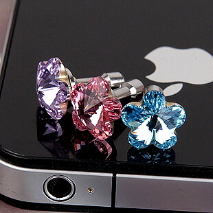 Anti dammskyddad pluggar till iPhone 5 4s blomma strass stendamm plugg 3,5 mm