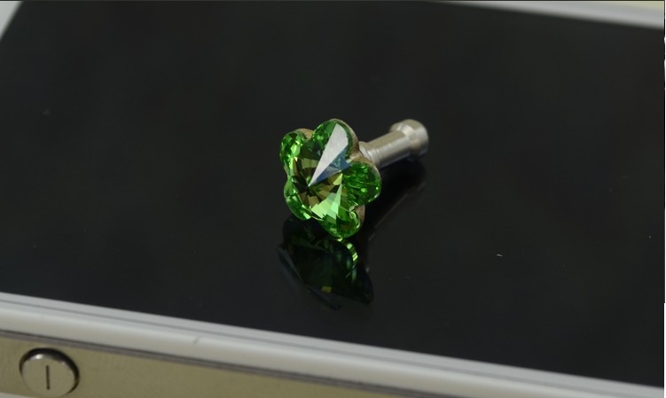 Anti dust proof plugs For iphone 5 4s flower rhinestone stone dust plug 3.5mm - 6