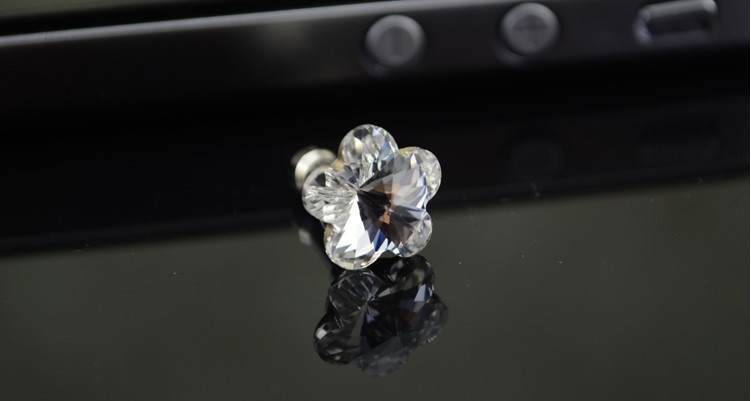Anti dust proof plugs For iphone 5 4s flower rhinestone stone dust plug 3.5mm - 9