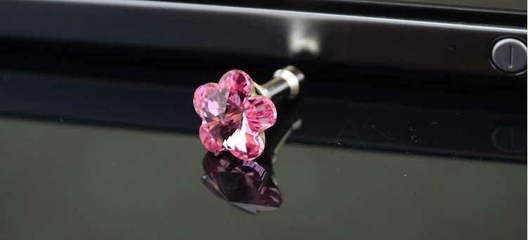 Anti dust proof plugs For iphone 5 4s flower rhinestone stone dust plug 3.5mm - 4