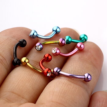 Kirurgisk Stål 16g ögonbryn piercing kristall