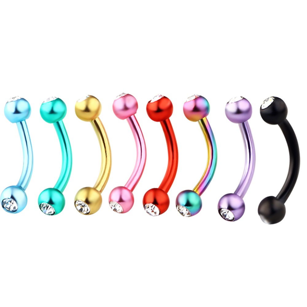 Kirurgisk Stål 16g ögonbryn piercing kristall