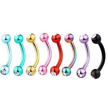 Kirurgisk Stål 16g ögonbryn piercing kristall