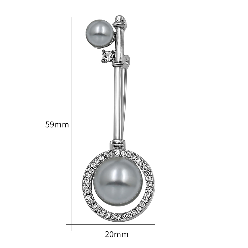 Brooch Crystal Pearl Key  - 2