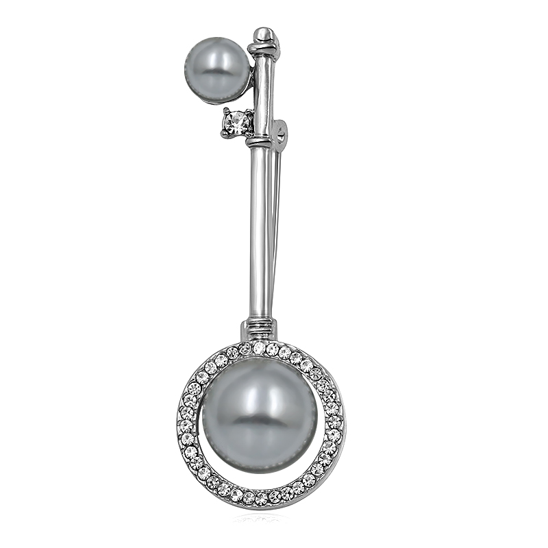 Brooch Crystal Pearl Key  - 6