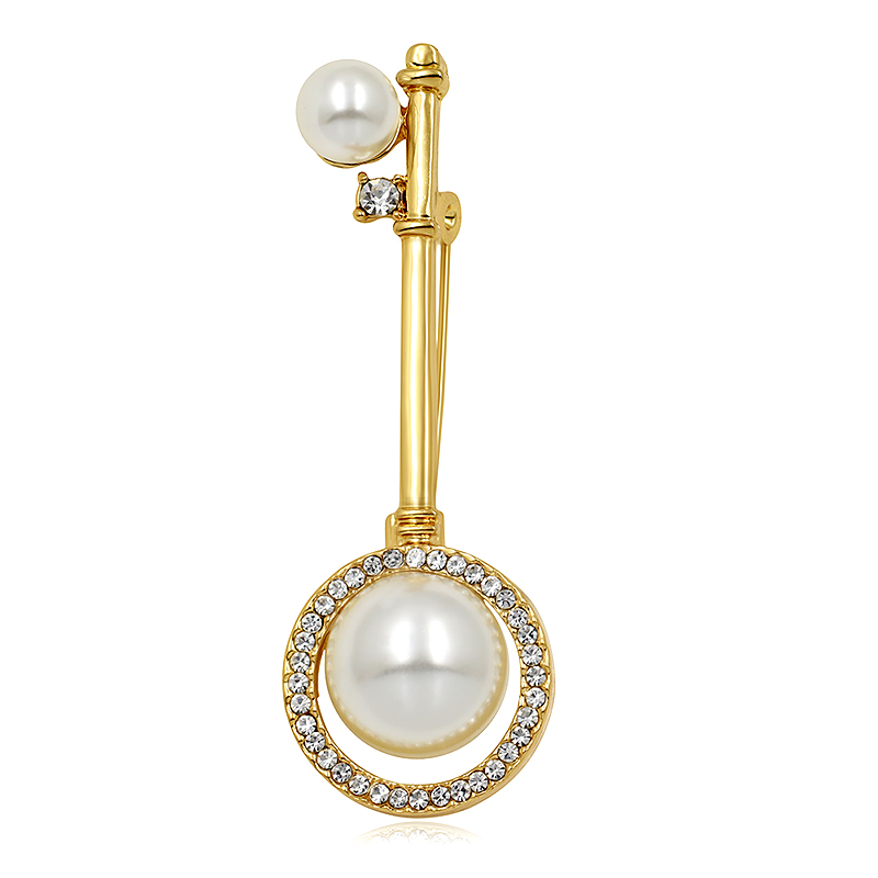 Brooch Crystal Pearl Key  - 5