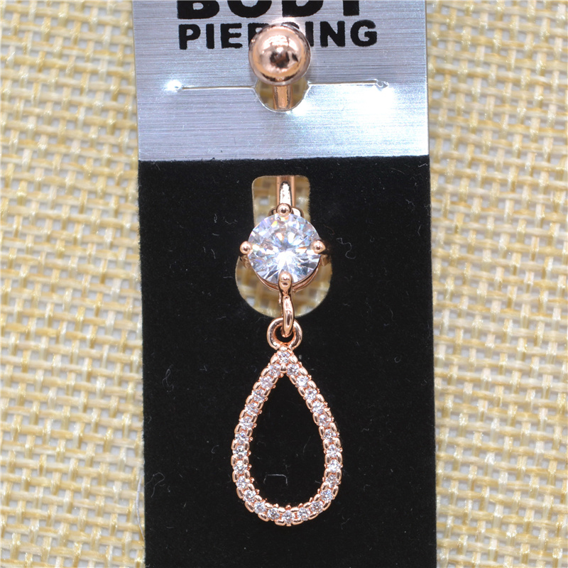 Bright CZ Diamond Flower Ring NAVEL Rose Gold - 3
