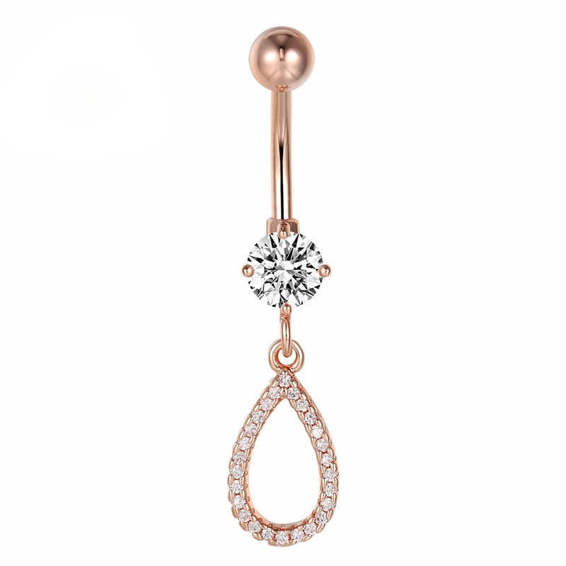 Bright CZ Diamond Flower Ring NAVEL Rose Gold