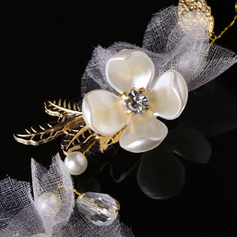 Women Hair Band Bowknot Hairband Wedding  Faux Pearl Crystal  - 5