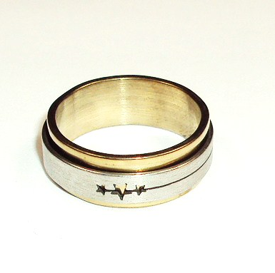 fashion carve Stainless Steel Silver & Gold tone rings cut