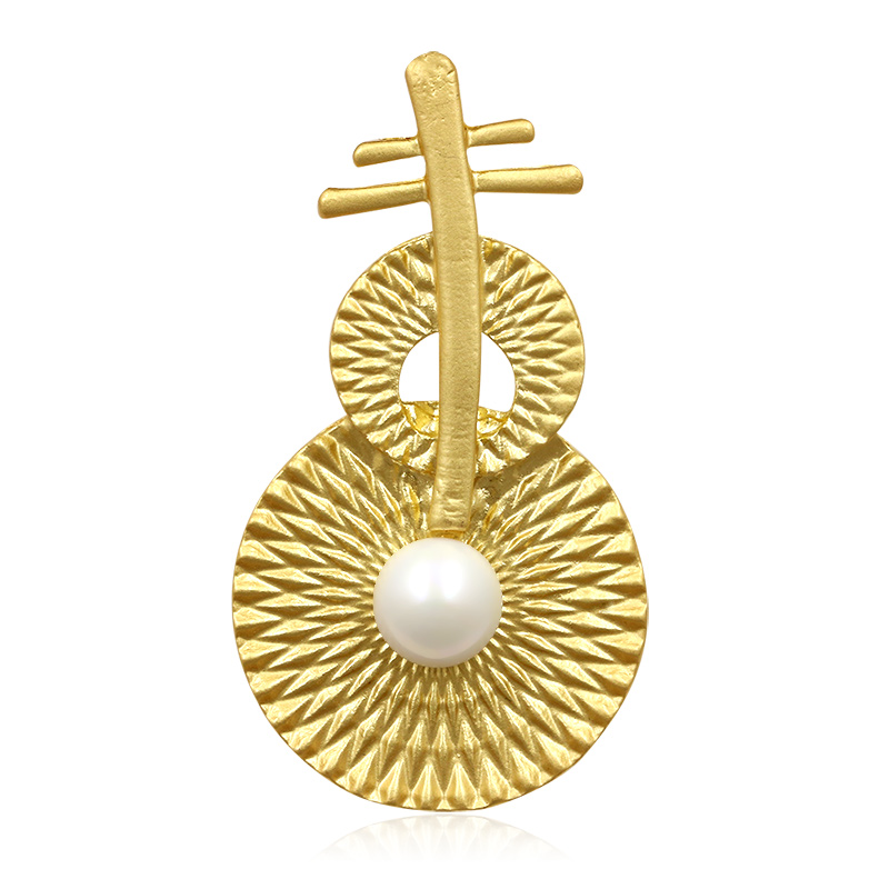 Brosch Kristall pärla Matt SILVER/GULD - 5