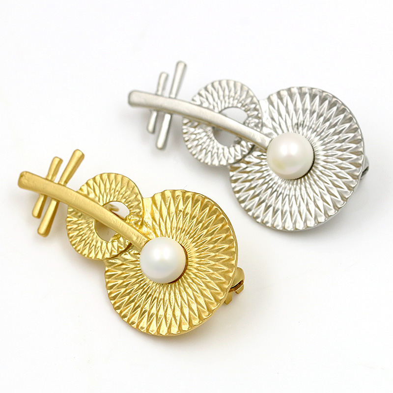 Brosch Kristall pärla Matt SILVER/GULD - 2