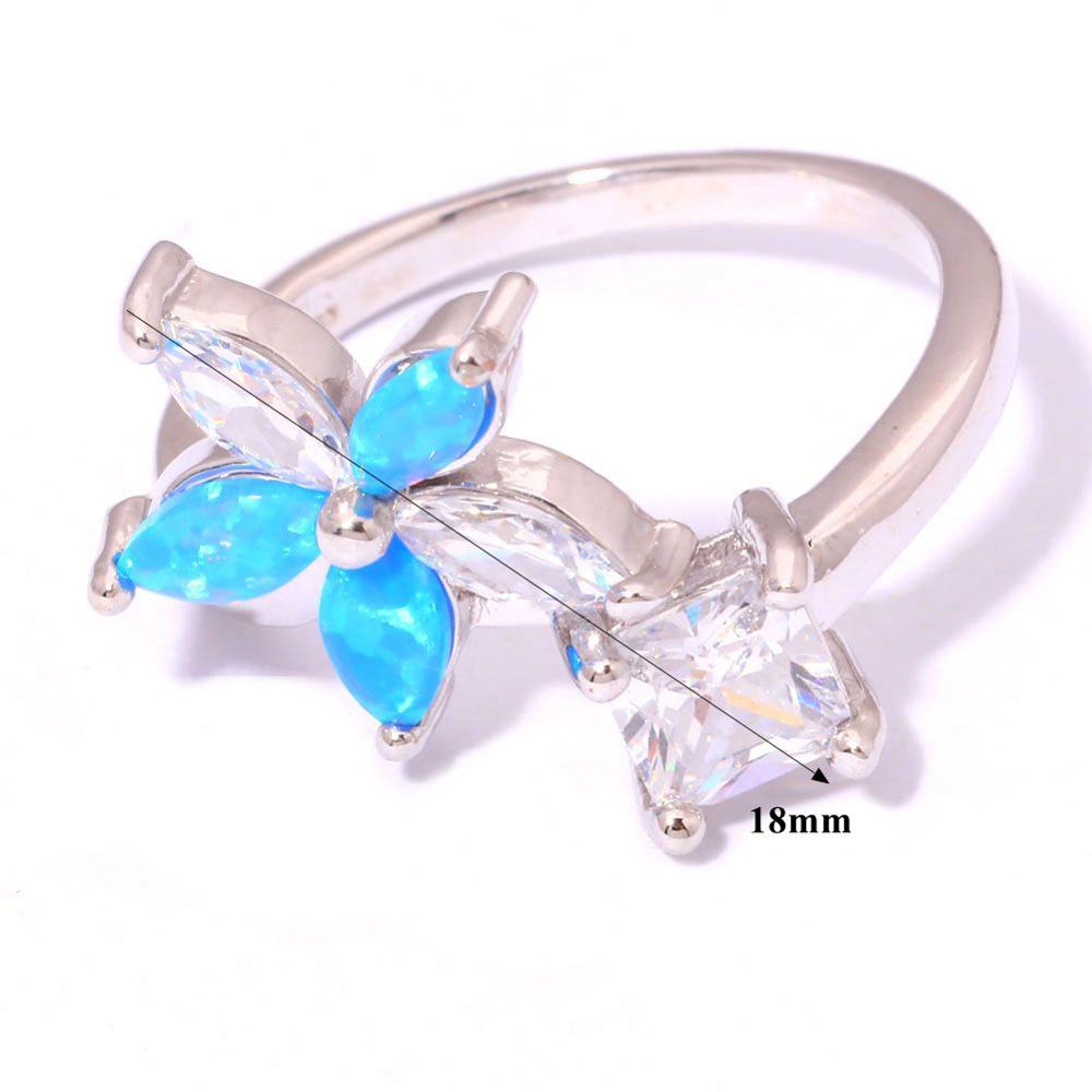 Silver FILLED RING BLUE Fire Opal  - 3
