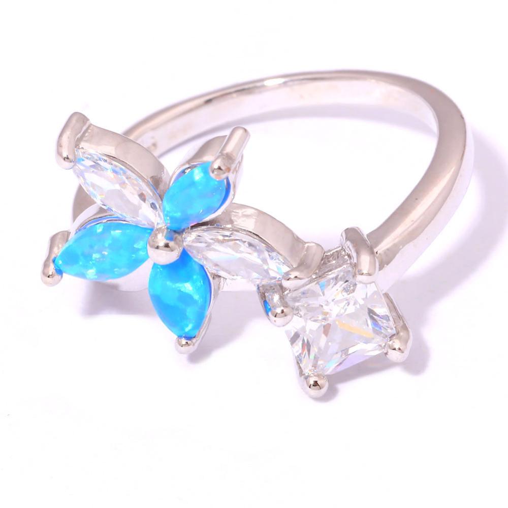 Silver FILLED RING BLUE Fire Opal  - 5