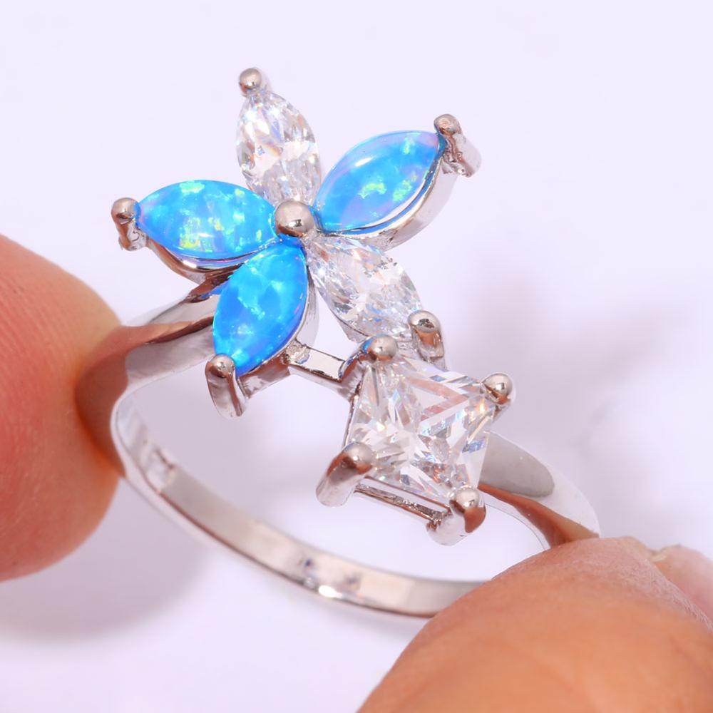 Silver FILLED RING BLUE Fire Opal  - 2