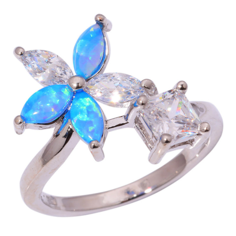 Silver FILLED RING BLUE Fire Opal 