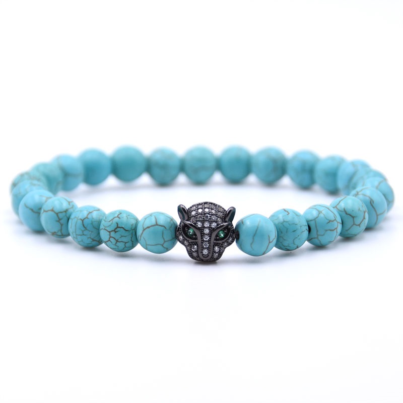 Naturliga stenar armband CZ leopard