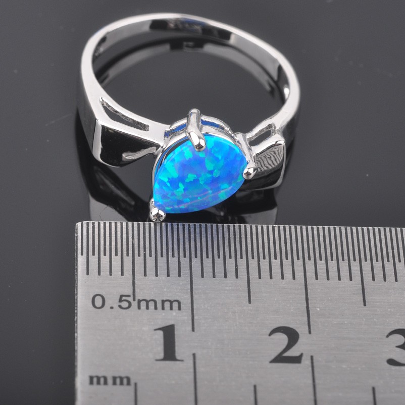 Silver FILLED RING BLUE Fire Opal  - 8