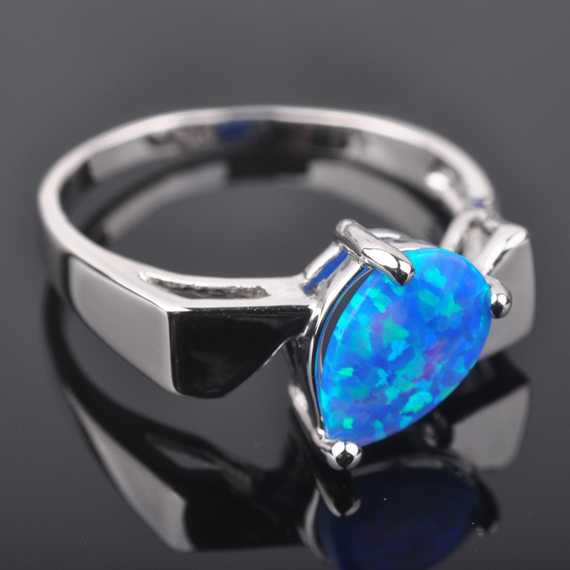 Silver FILLED RING BLUE Fire Opal  - 7