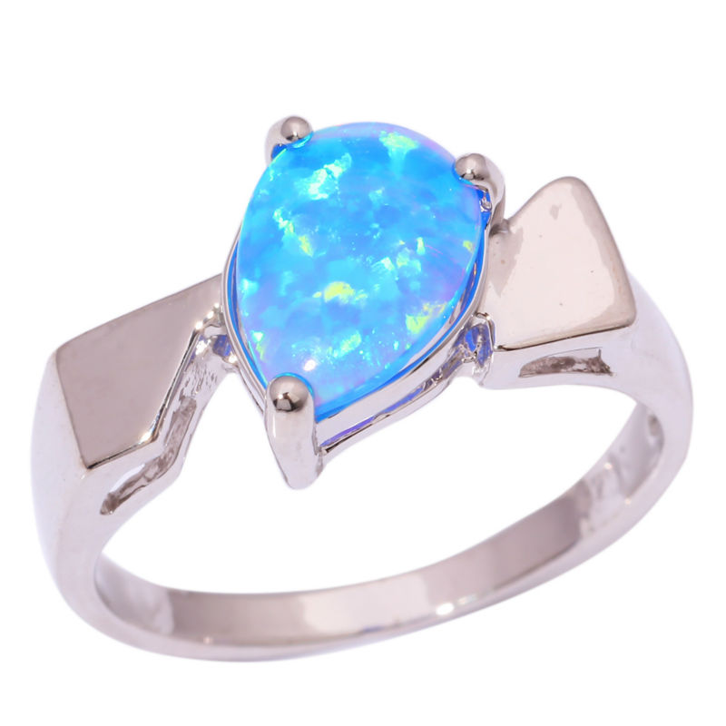 Silver FILLED RING BLUE Fire Opal 