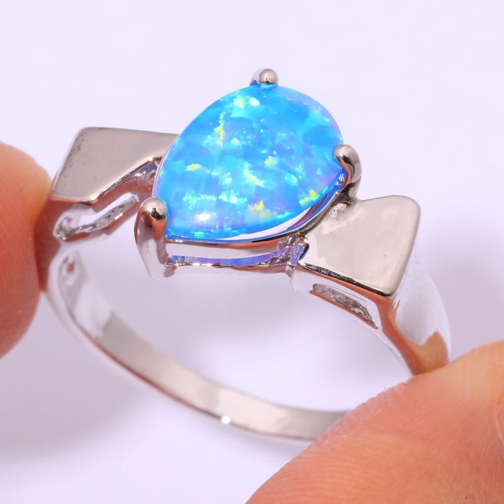 Silver FILLED RING BLUE Fire Opal  - 3