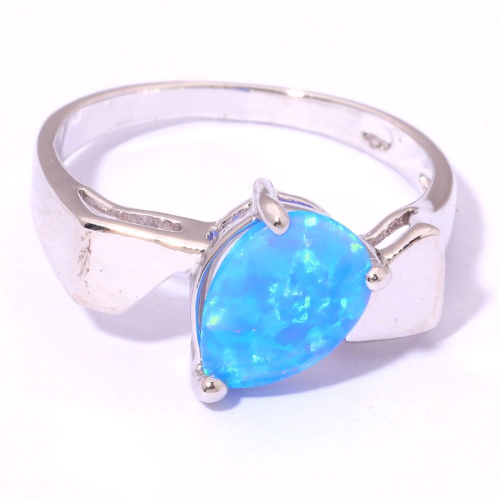 Silver FILLED RING BLUE Fire Opal  - 2