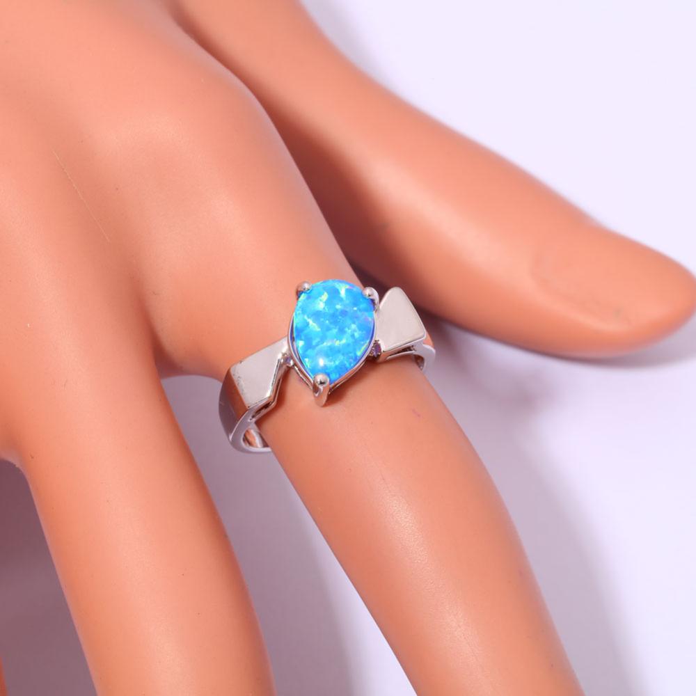Silver FILLED RING BLUE Fire Opal  - 5