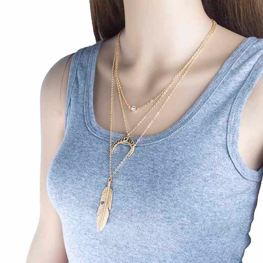 Fler skikt halsband GULD/SILVER - 2