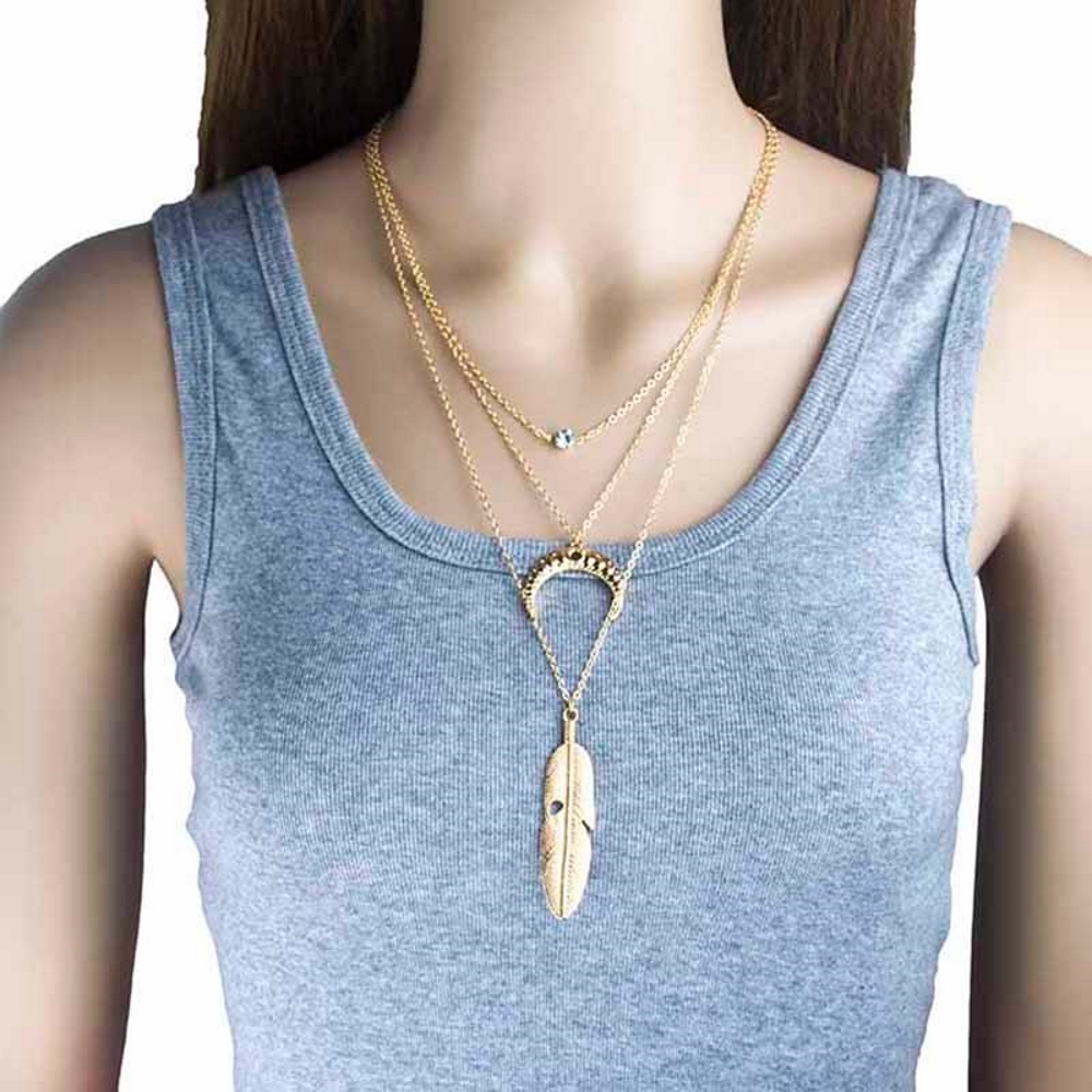 Fler skikt halsband GULD/SILVER