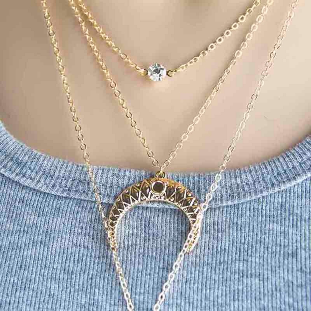 Fler skikt halsband GULD/SILVER - 3