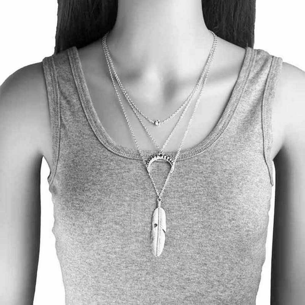 Fler skikt halsband GULD/SILVER - 5