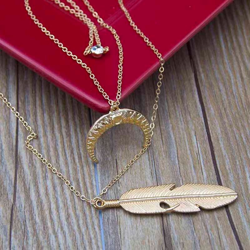 Fler skikt halsband GULD/SILVER - 4