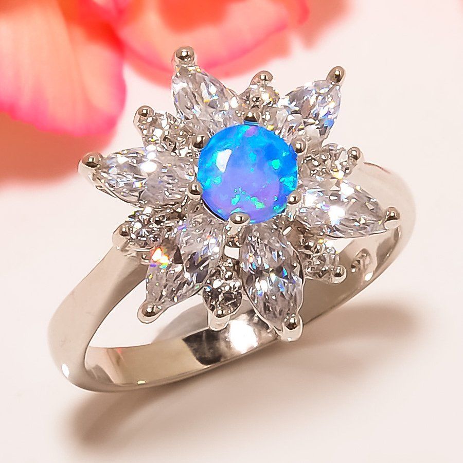 Silversmycken filled ring BLÅ Brand Opal - 6