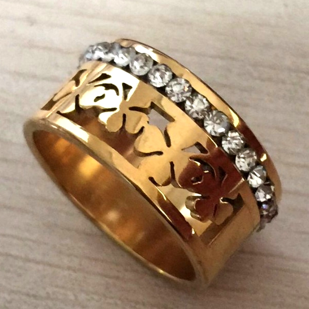 Rostfritt stål ring  18k guld filled - 2