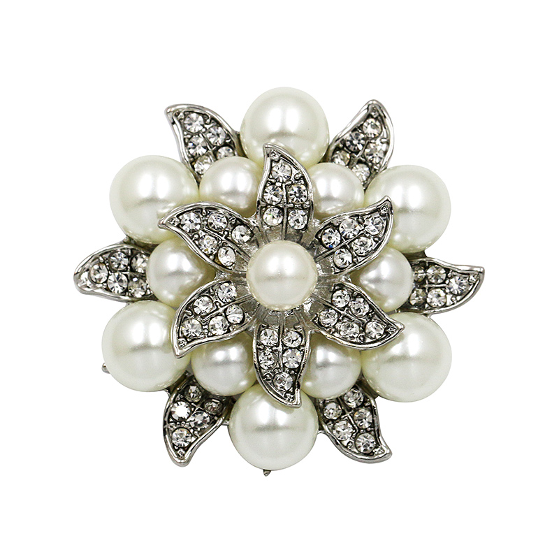 Brosch Kristall pärla SILVER/GULD - 2