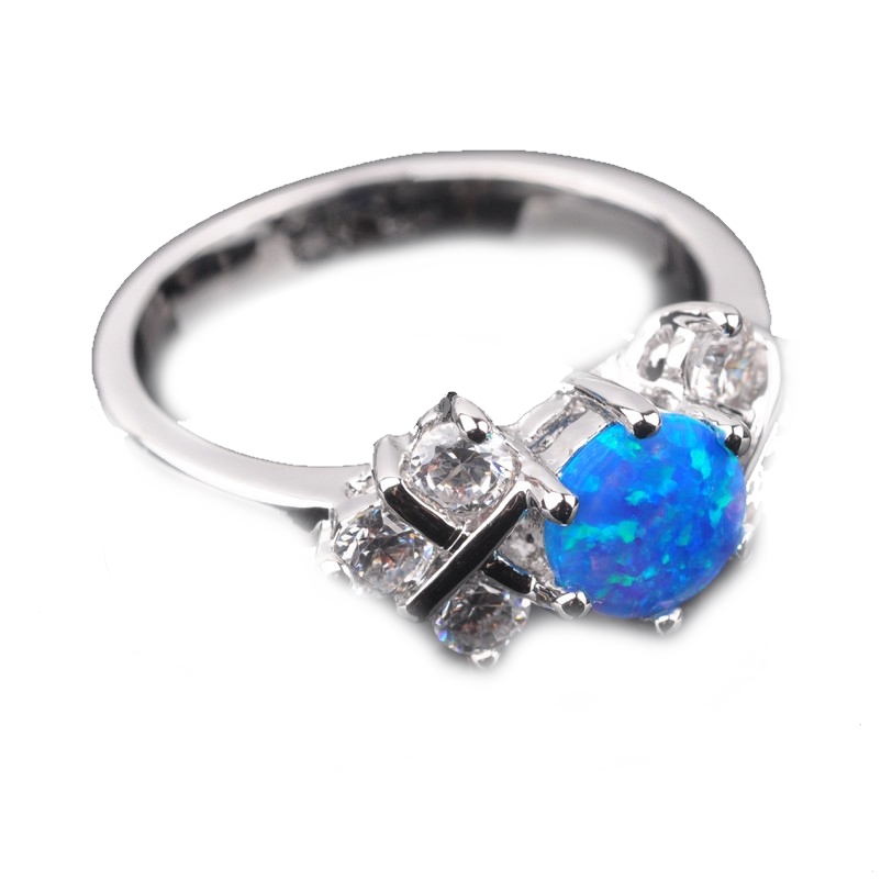Silver FILLED RING BLUE Fire Opal  - 2