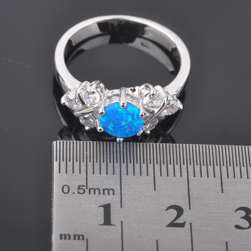 Silver FILLED RING BLUE Fire Opal  - 3