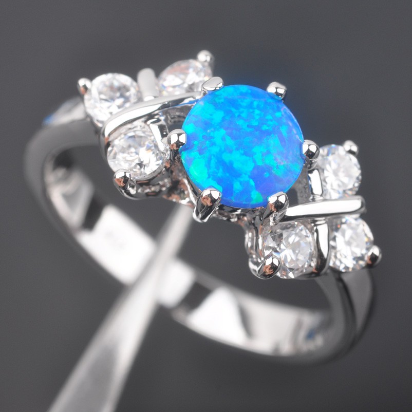 Silver FILLED RING BLUE Fire Opal 