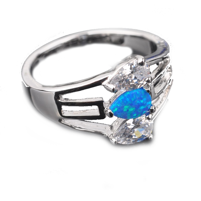 Silver FILLED RING BLUE Fire Opal 