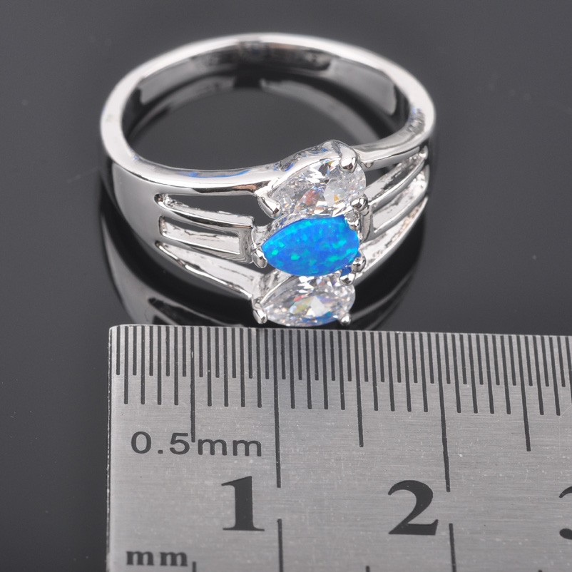 Silver FILLED RING BLUE Fire Opal  - 3