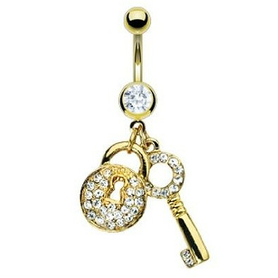 Gold Plated Navel Belly Button Ring Body Piercing Jewelry