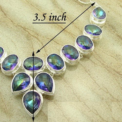 Regnbågsfärgade TOPAS SILVERHALSBAND 446 CTS 21 1/4 " - 4