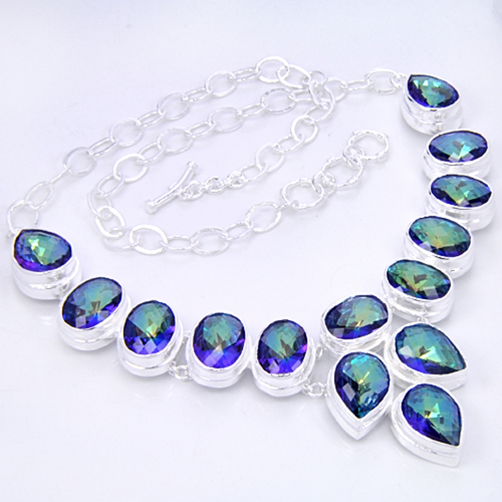 Regnbågsfärgade TOPAS SILVERHALSBAND 446 CTS 21 1/4 " - 5