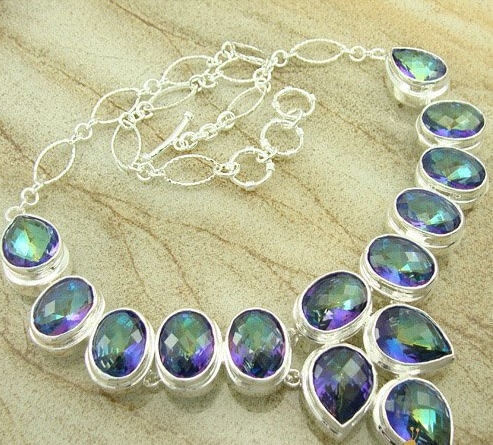 Regnbågsfärgade TOPAS SILVERHALSBAND 446 CTS 21 1/4 " - 3