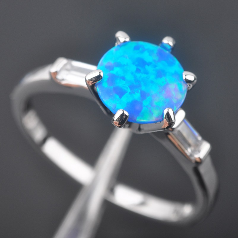 Silver FILLED RING BLUE Fire Opal  - 4