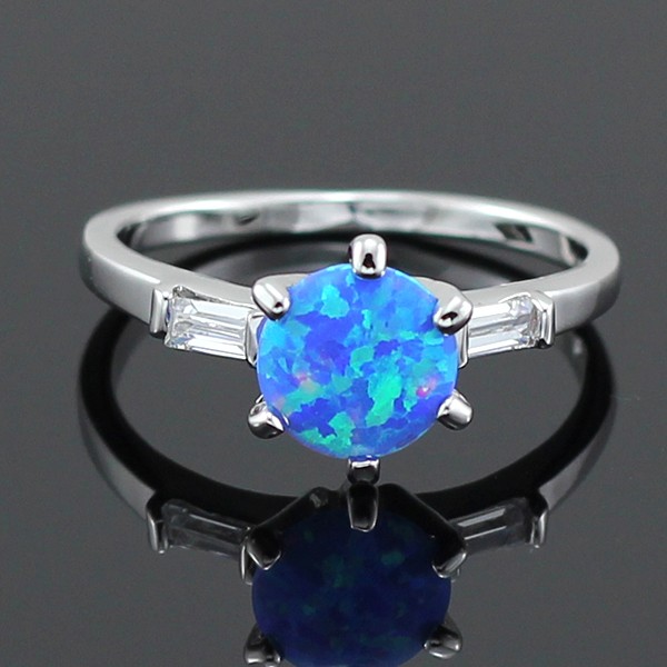 Silver FILLED RING BLUE Fire Opal  - 2