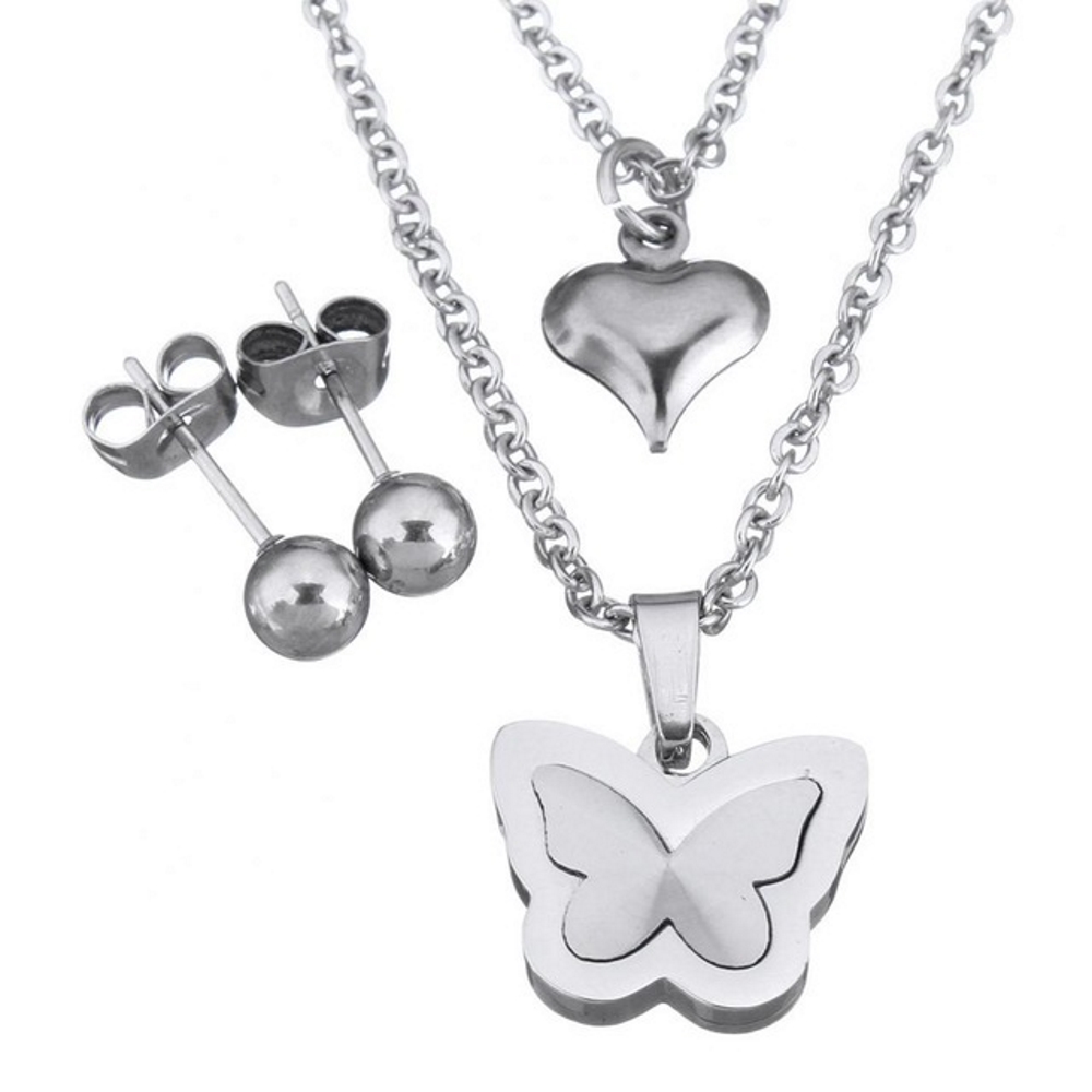 Stainless Steel Pendant necklace  & Pair of Earrings (SET)